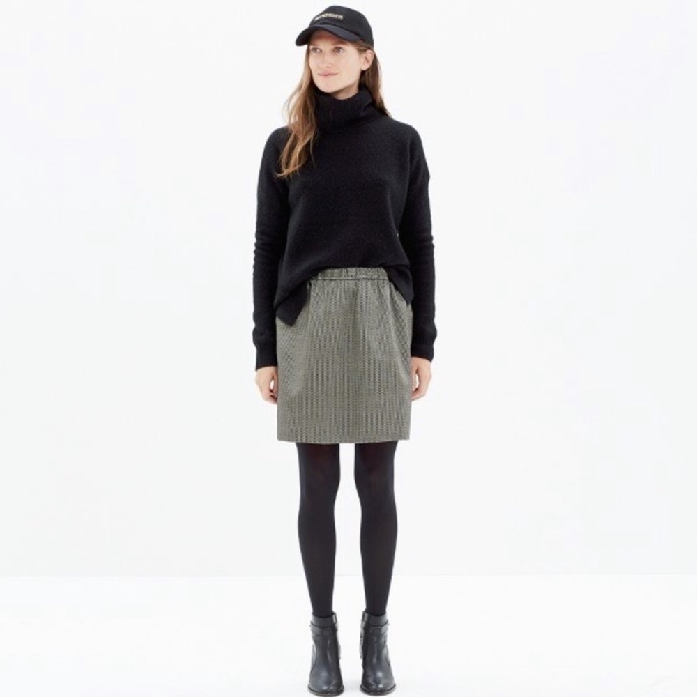 NWT Madewell Women's Jacquard Metallic Elastic Flare Black Mini Skirt Size XS